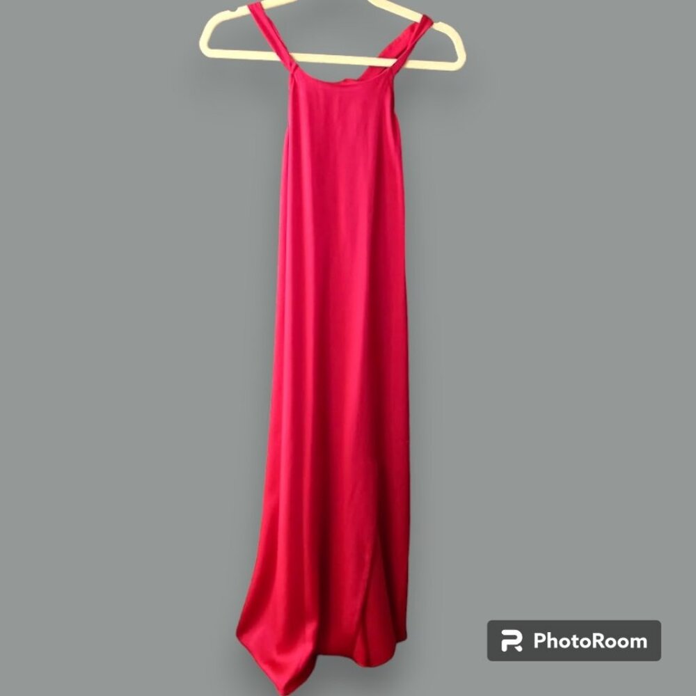 Ruby Red BCBGMaxAzria Halter/Racer Back Mini Cocktail Dress w/ Slit Womens Large